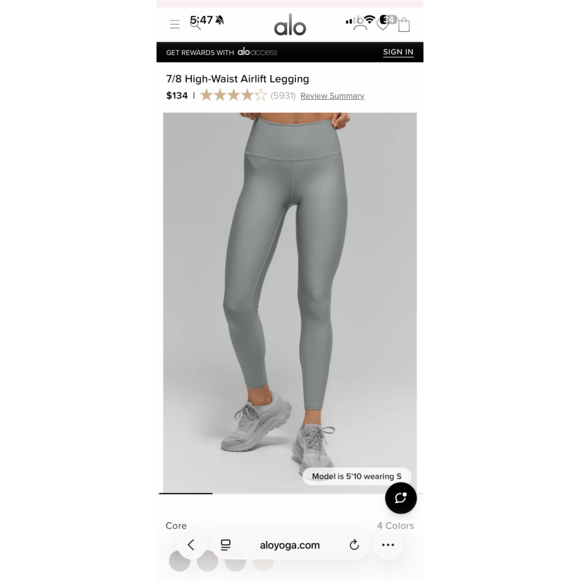 Alo Yoga Pants - Alo yoga 7/8 High-Waist Airlift Legging in Gray